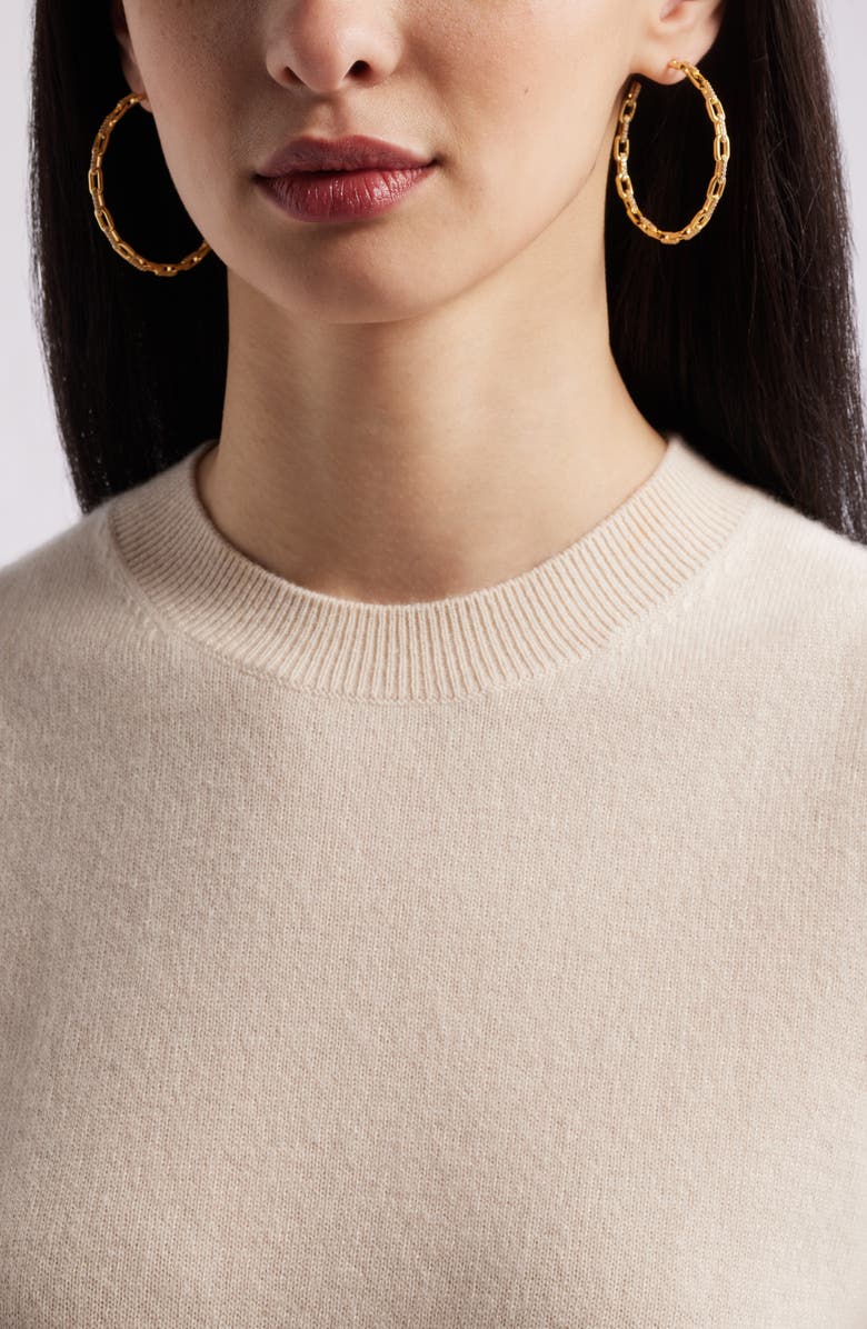 Nordstrom Pavé Link Hoop Earrings, Alternate, color, Clear- Gold