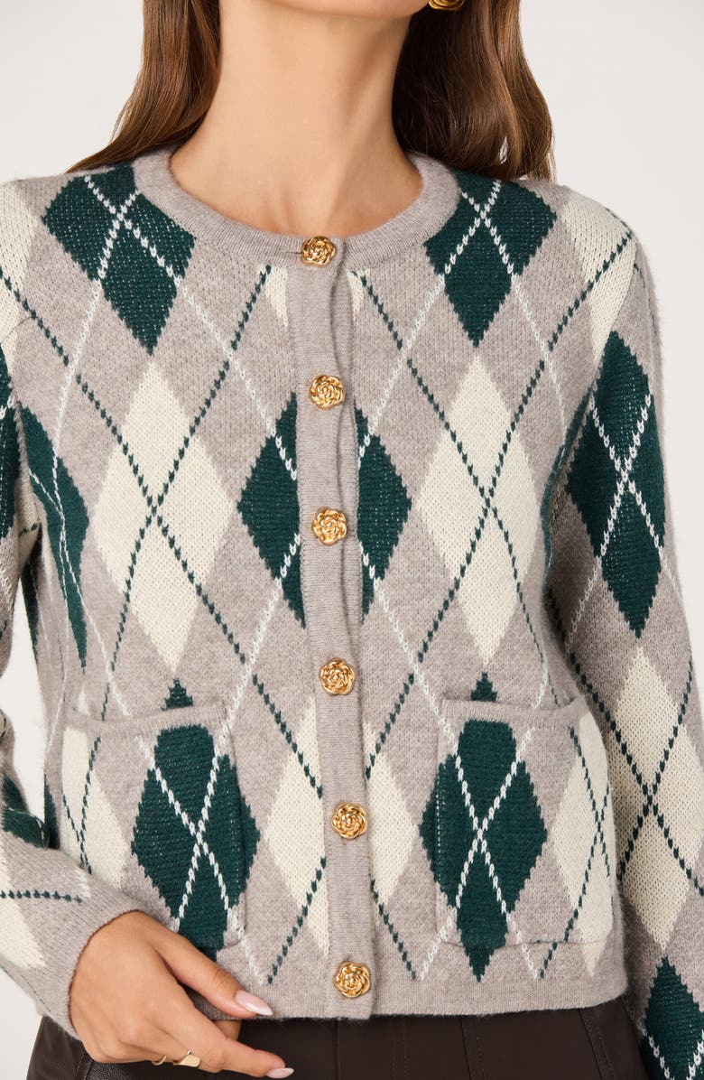 ASTR the Label Argyle Cardigan, Alternate, color, Grey Green