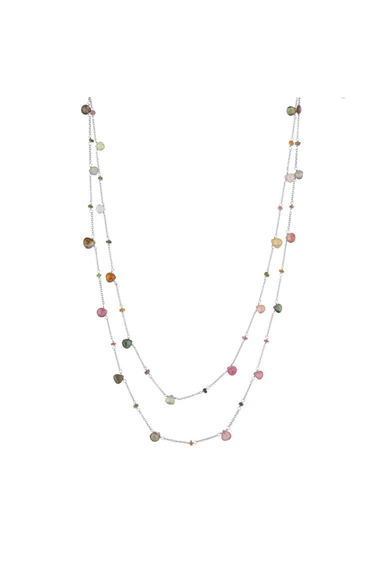 Sterling Silver Fine Tourmaline Double Layer Necklace, Main, color, Silver