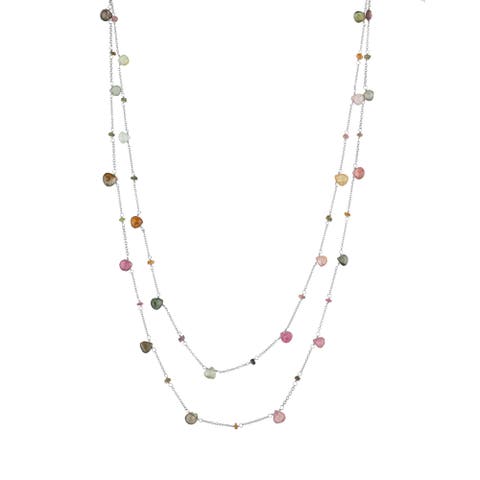 Sterling Silver Fine Tourmaline Double Layer Necklace
