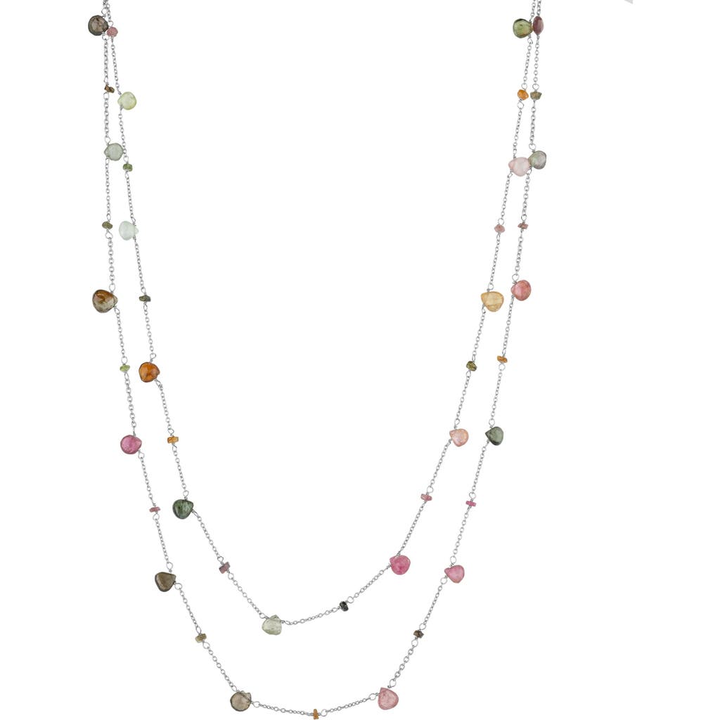 Spero London Sterling Silver Fine Tourmaline Double Layer Necklace In Silver