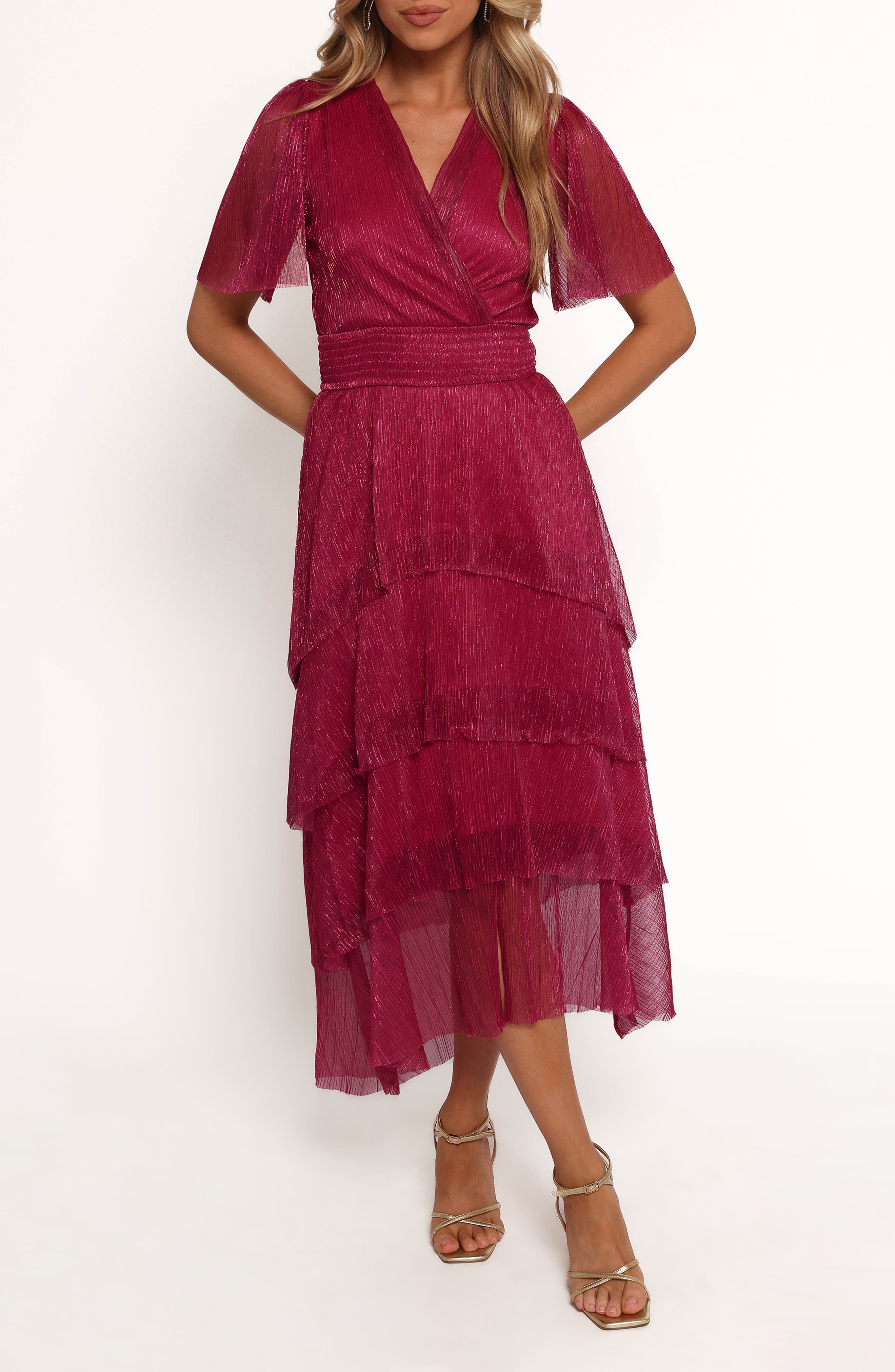 Petal & Pup Jasmin Short Sleeve Tiered Midi Dress