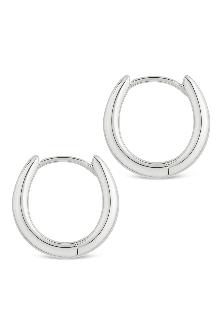 Sculpted Dome Hoop Earrings, Alternate, color, SILVER