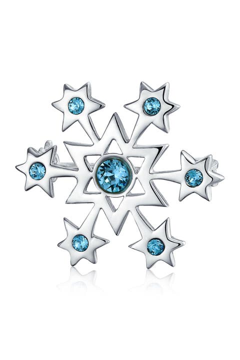 Sterling Silver CZ Snowflake Brooch