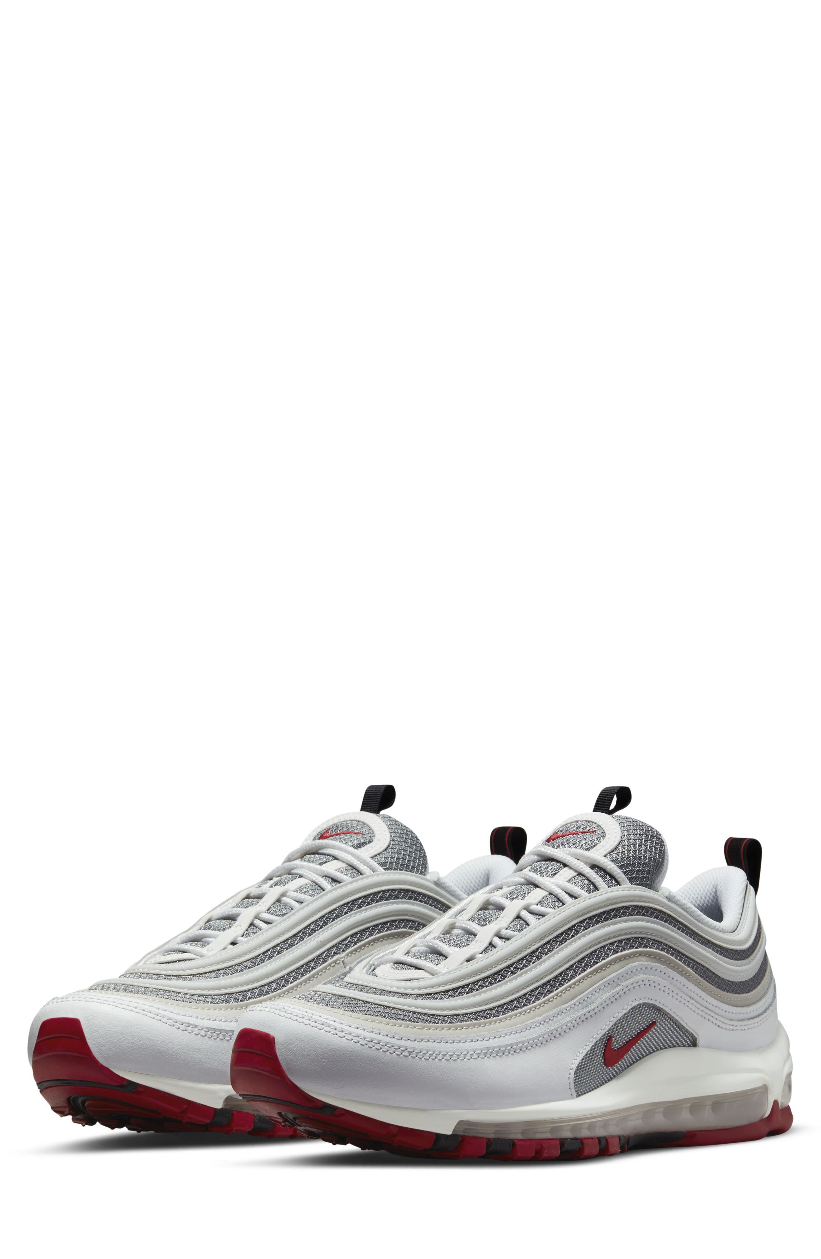 Air Max 97 Sneaker, Main, color, WHITE/ VARSITY RED/ GREY