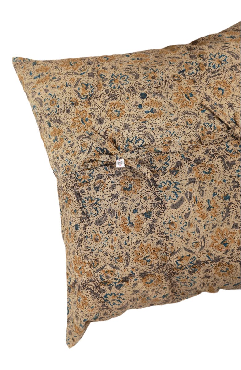 Ninéh Golden Earth Kalamkari Handcrafted Pillow - Cover, Alternate, color, Multi-Colored Foral Pattern