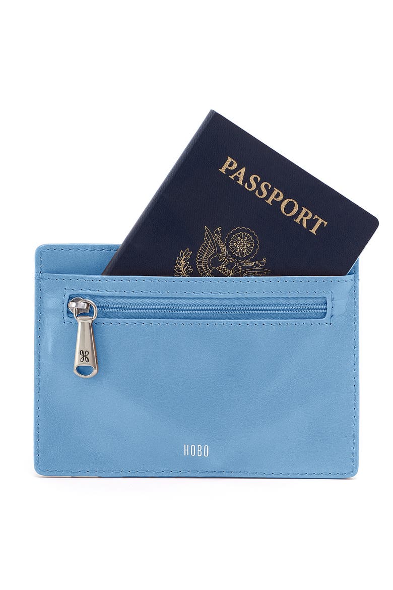 Euro Slide Leather Credit Card Case, Alternate, color, FADED DENIM