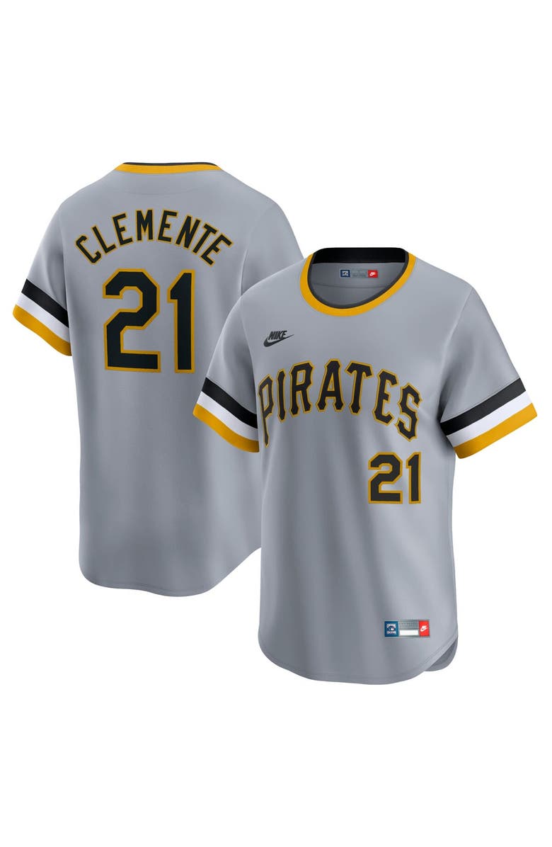Nike Men's Nike Roberto Clemente Gray Pittsburgh Pirates Throwback Cooperstown Collection Limited Jersey, Main, color, Gray