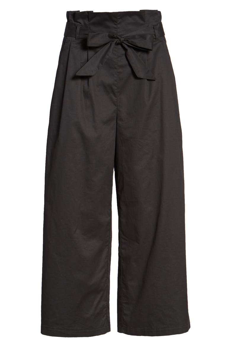 Paperbag Waist Wide Leg Pants, Alternate, color, BLACK