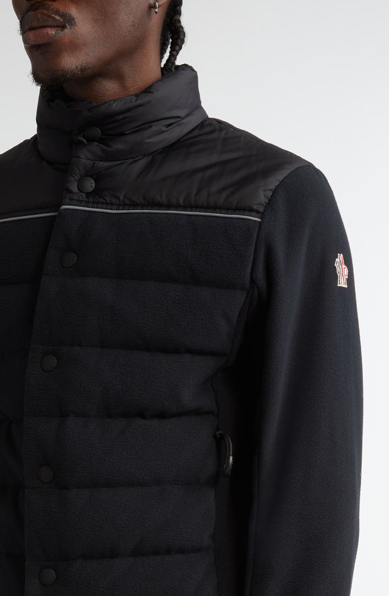 Moncler Grenoble Mixed Media Quilt Front Zip Cardigan, Alternate, color, 