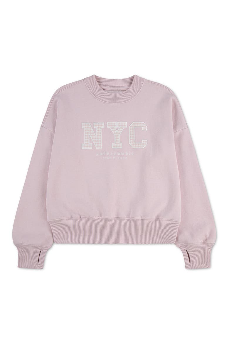Kids' NYC Gingham Sweatshirt, Main, color, CHALK PINK