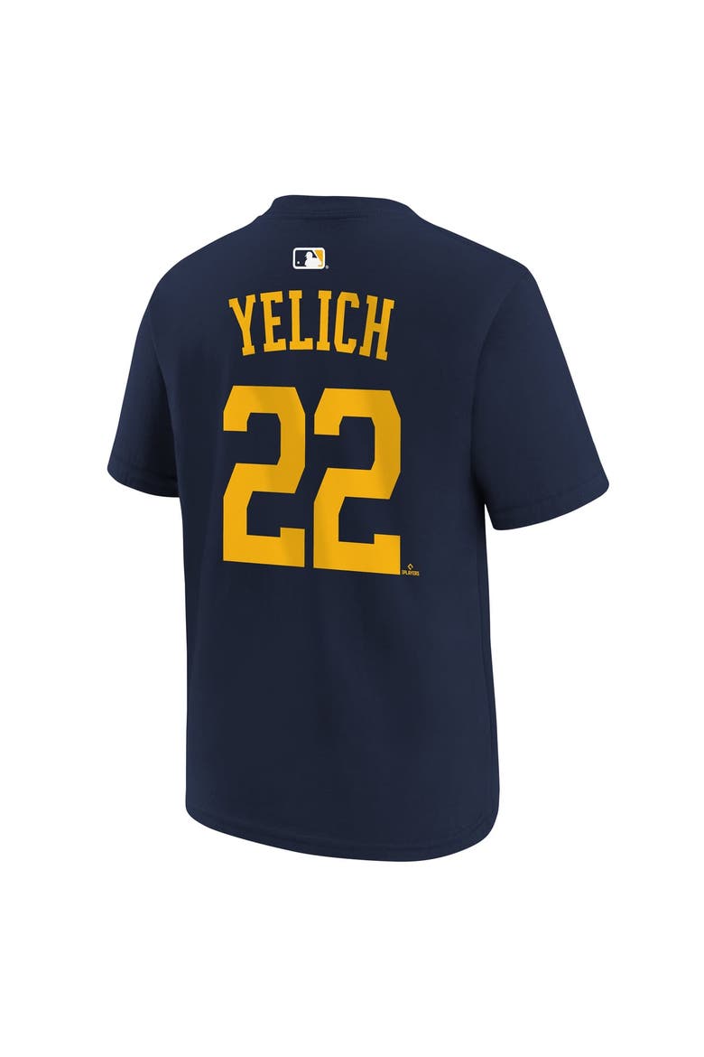 Youth Nike Christian Yelich Navy Milwaukee Brewers Name & Number T-Shirt, Alternate, color, Navy