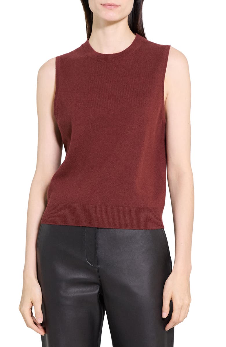 Theory Cashmere Sleeveless Sweater, Main, color, Oxblood Red - 2Py