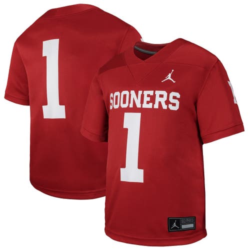 Jordan Brand Kids' Youth  #1 Crimson Oklahoma Sooners Untouchable Replica Game Jersey In Red