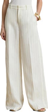 Lauren Ralph Lauren Stripe Linen Wide Leg Pants