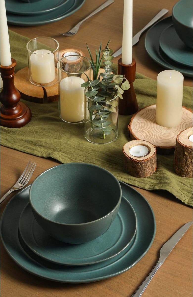 Stone Lain Infinity Stoneware 12-Piece Dinnerware Set, Alternate, color, Green