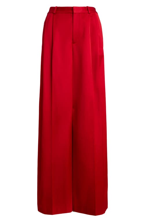 Polo Ralph Lauren Pleated Satin Wide Leg Pants In Red