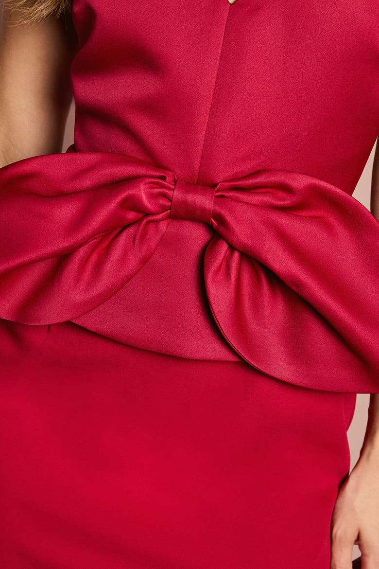 Halter Neck Satin Column Midi Dress, Alternate, color, Red