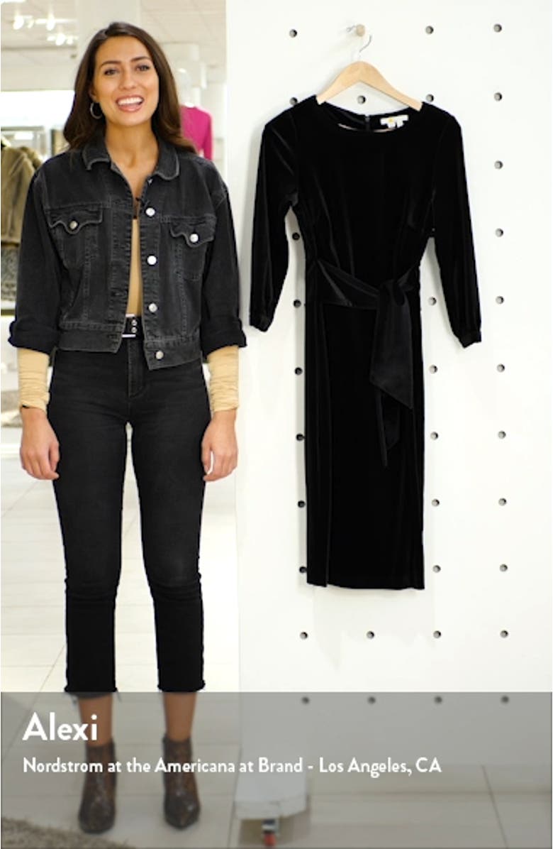 Julianna Velvet Tie Waist Sheath Dress, sales video thumbnail