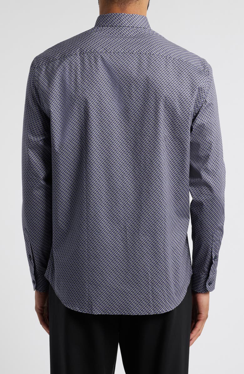 Emporio Armani Microprint Cotton Stretch Poplin Button-Up Shirt, Alternate, color,
