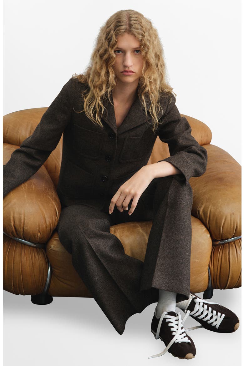 Heathered Wool Blend Flare Pants, Alternate, color, BROWN