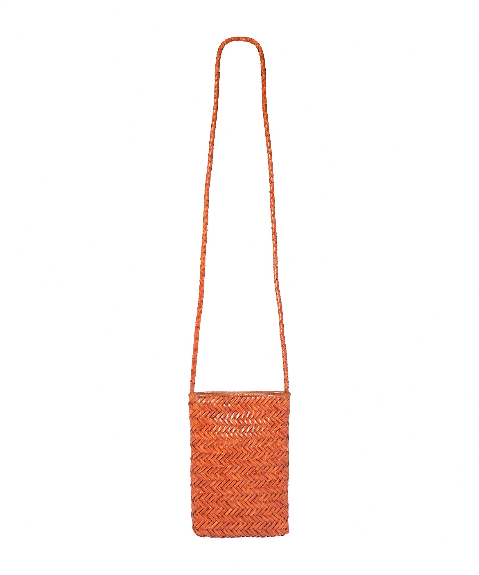 Leather Woven Phone Bag, Alternate, color, Tan