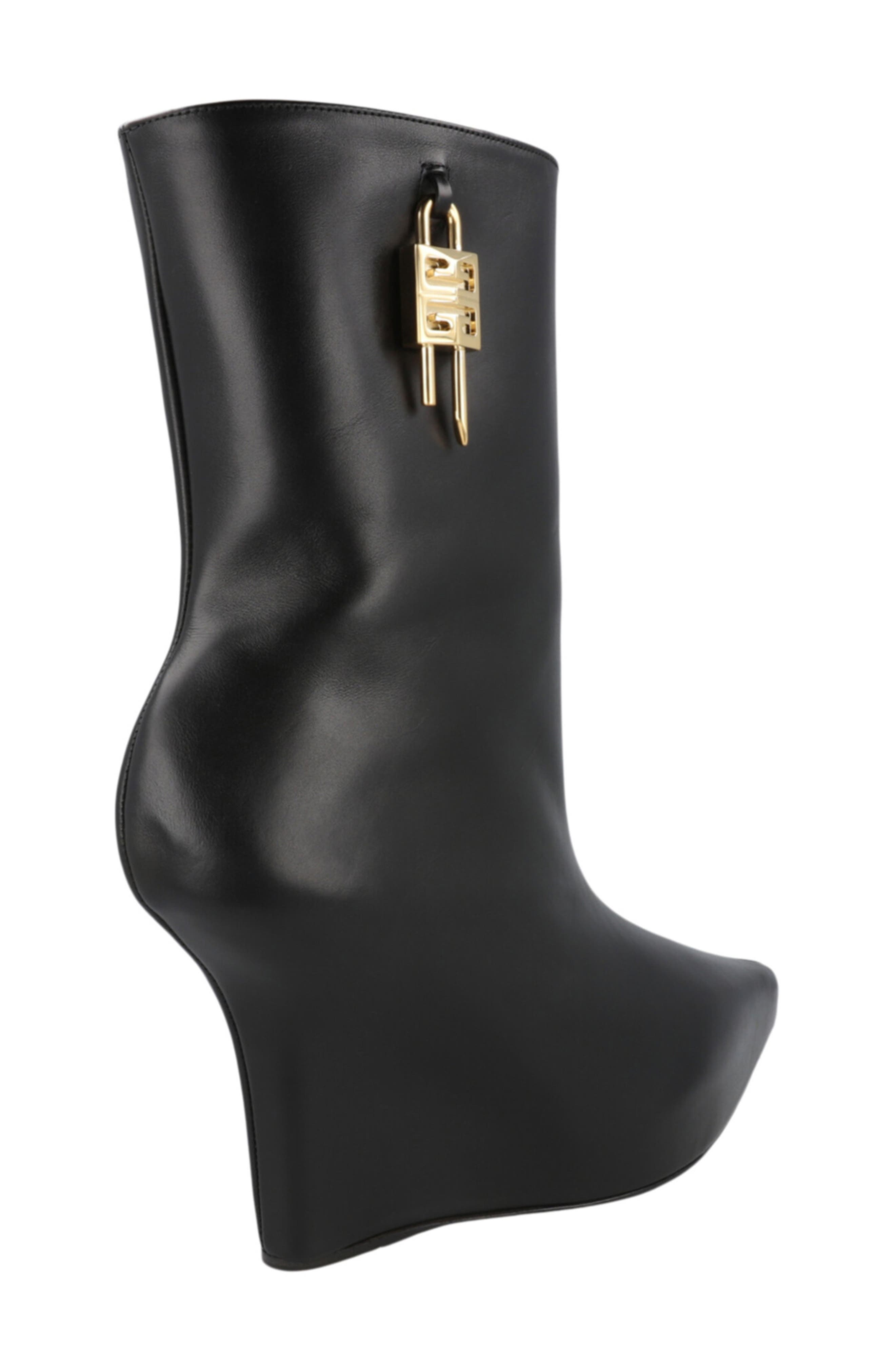 Givenchy G-Lock Leather Wedge Boot, Alternate, color, Black