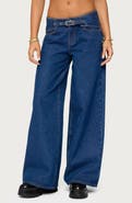 EDIKTED Edie Belted Low Rise Wide Leg Jeans