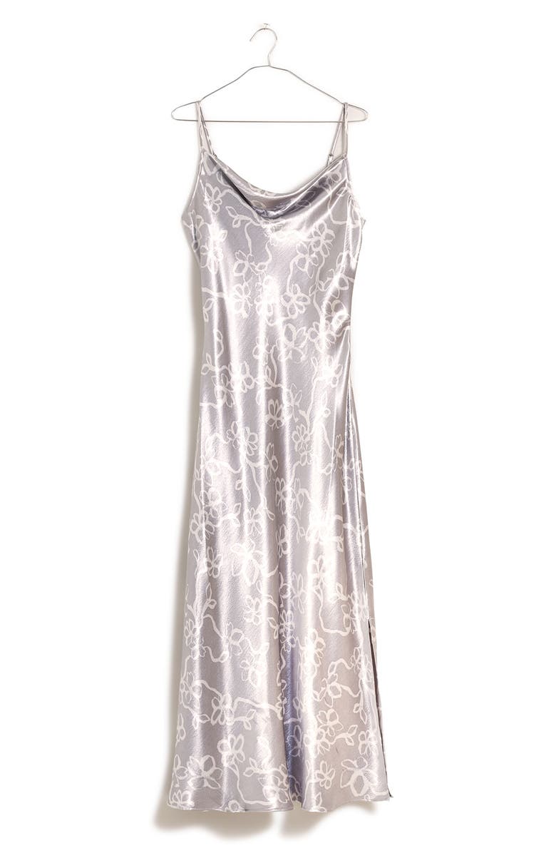 Madewell Metallic Floral Midi Slipdress, Alternate, color, Dusk Grey