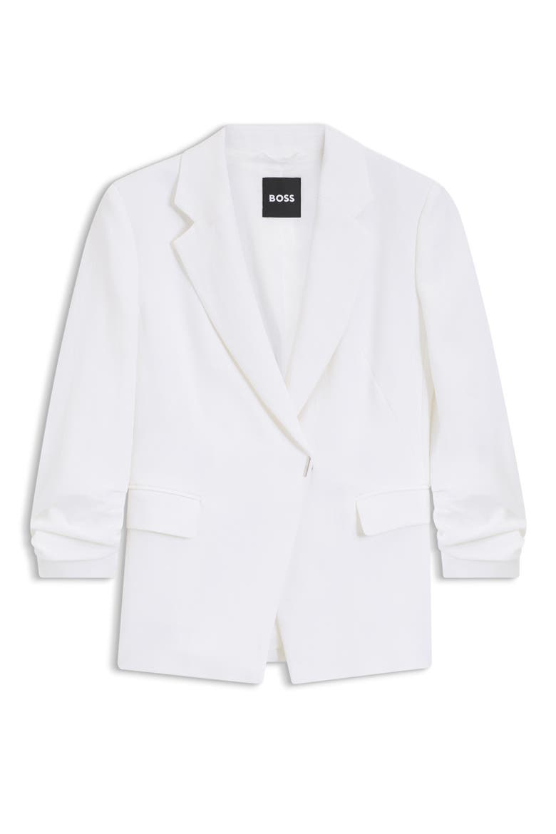 Jia Linen Blend Double Breasted Jacket, Alternate, color, BRIGHT WHITE