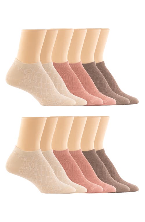 FELINA FELINA ASSORTED 6-PACK TEXTURED MESH NO SHOW SOCKS