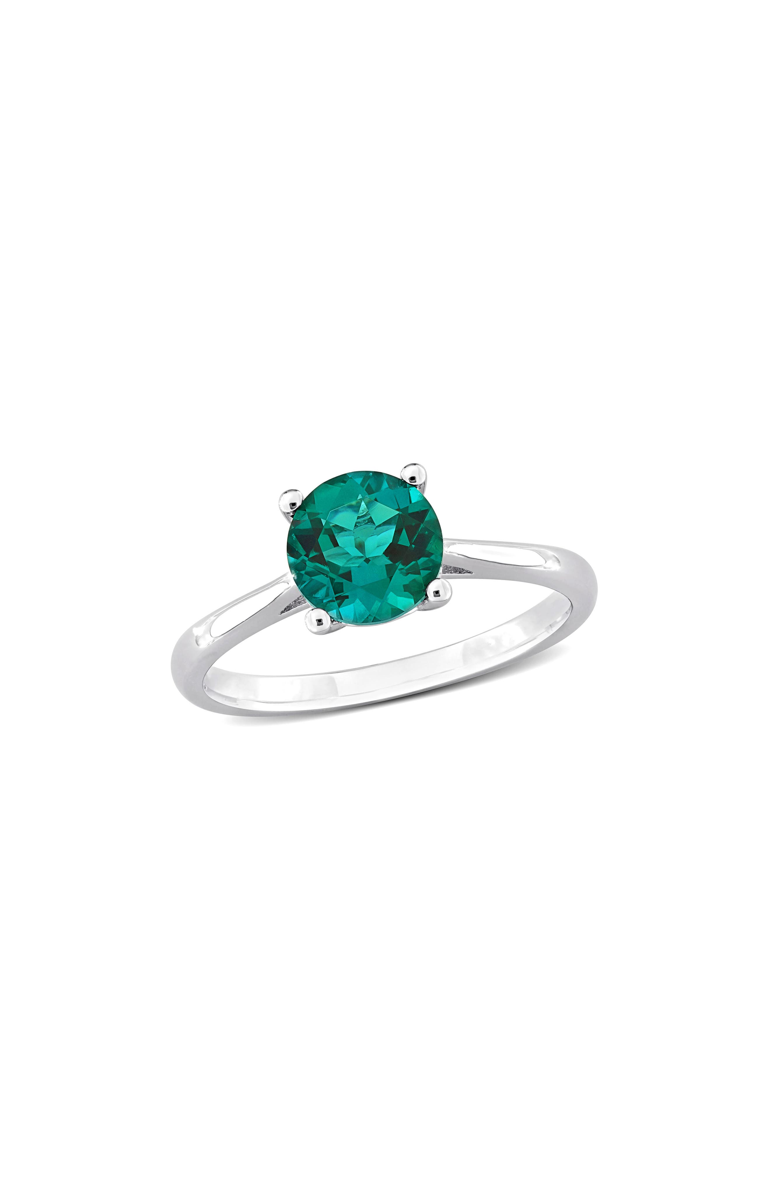 DELMAR Lab Created Emerald Solitaire Ring