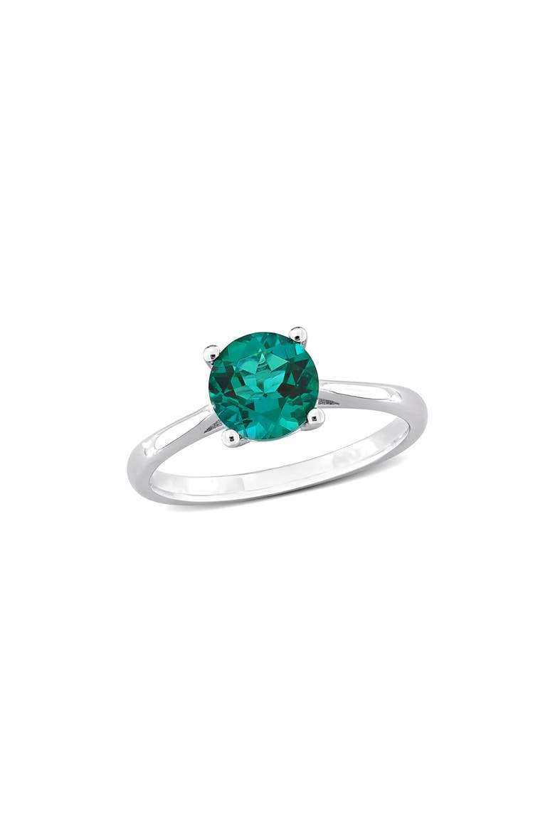 Lab Created Emerald Solitaire Ring, Main, color, GREEN