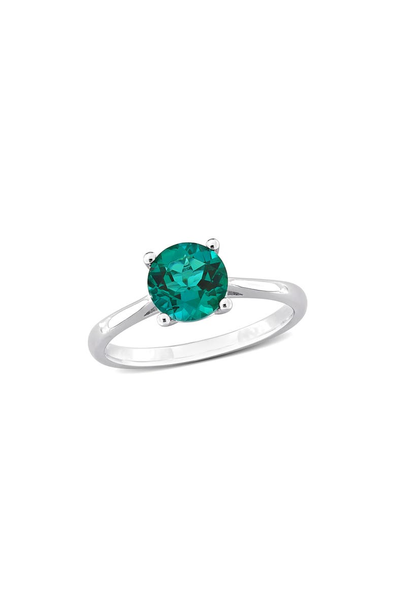 DELMAR Lab Created Emerald Solitaire Ring, Main, color, Green