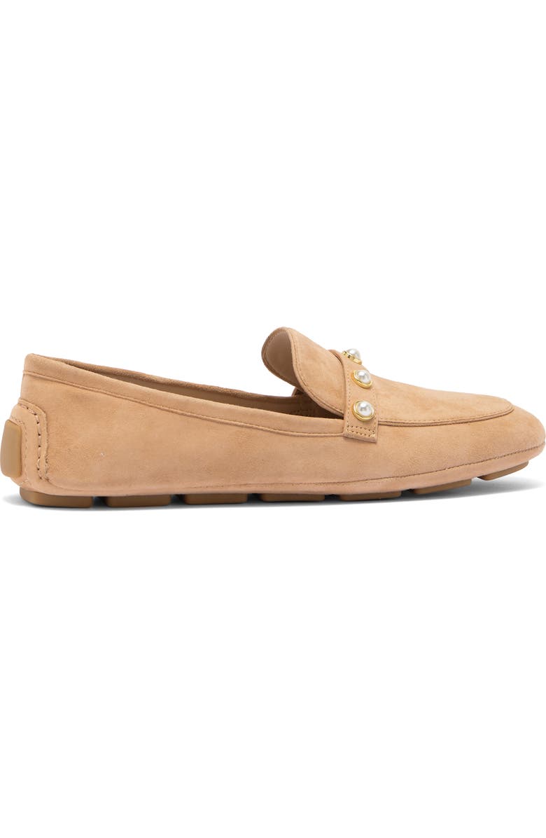 Stuart Weitzman Allpearls Faux Pearl Studded Driving Loafer, Alternate, color, Sandalwood