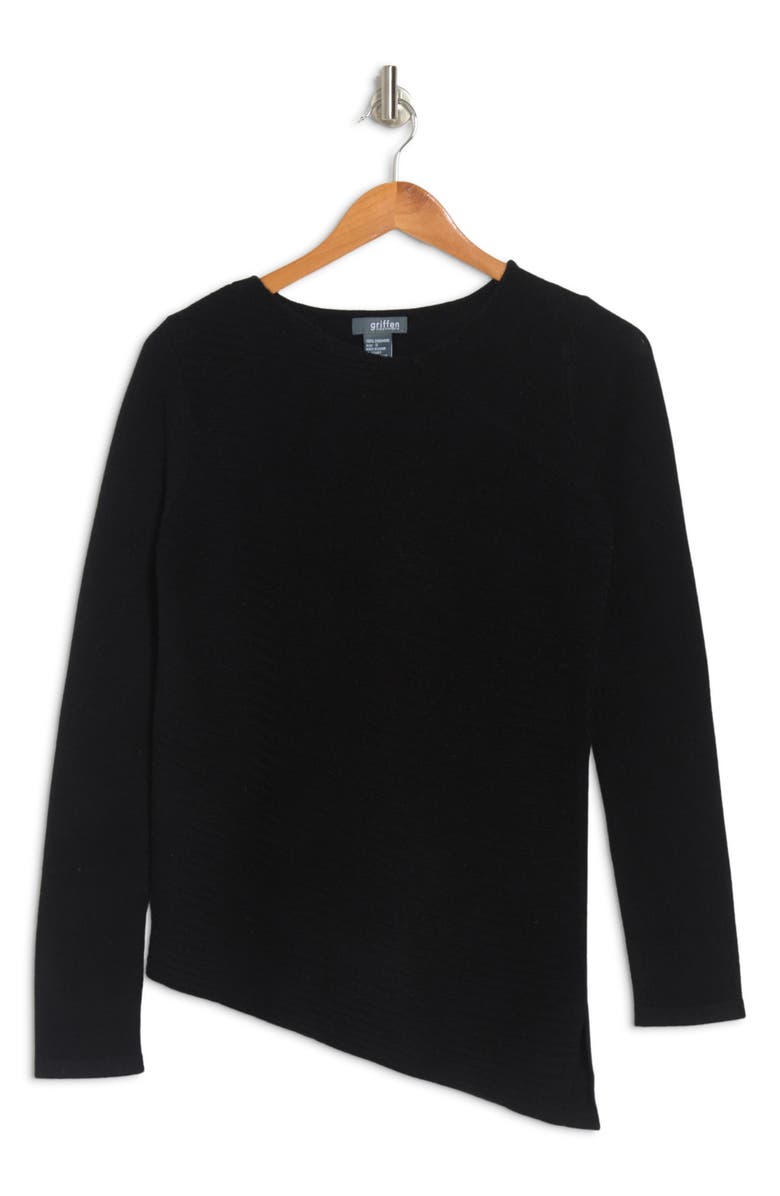 Griffen Asymmetric Hem Cashmere Rib Knit Tunic, Alternate, color,