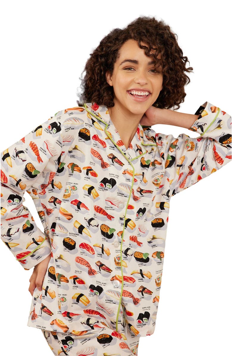 The Cat's Pajamas Poplin Pajama Set, Alternate, color, Sushi White