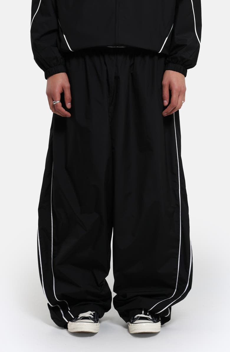 JADED LONDON Oversize Microfiber Ripstop Track Pants, Main, color, Black