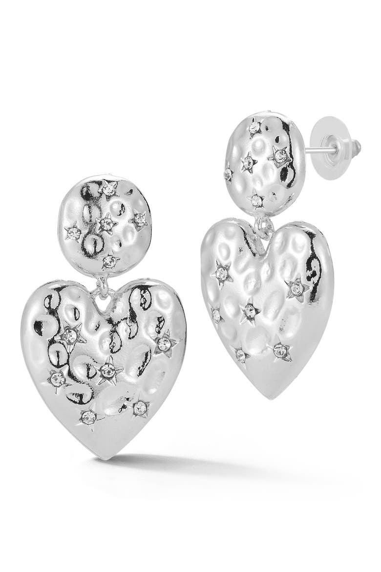 Heart Drop Earrings, Main, color, SILVER