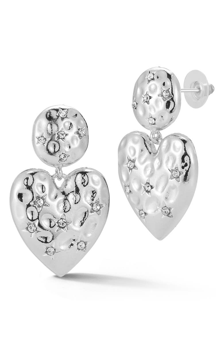SPHERA MILANO Heart Drop Earrings, Main, color, Silver