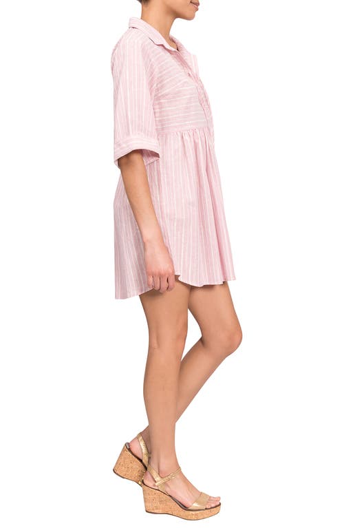 Everyday Ritual Georgina Stripe Cover-up Minidress In Pink Lurex