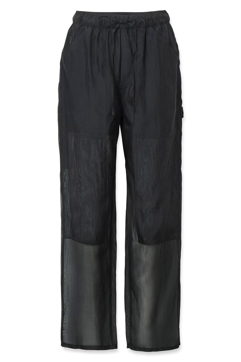 Atlas Organza Utility Pants, Alternate, color, BLACK