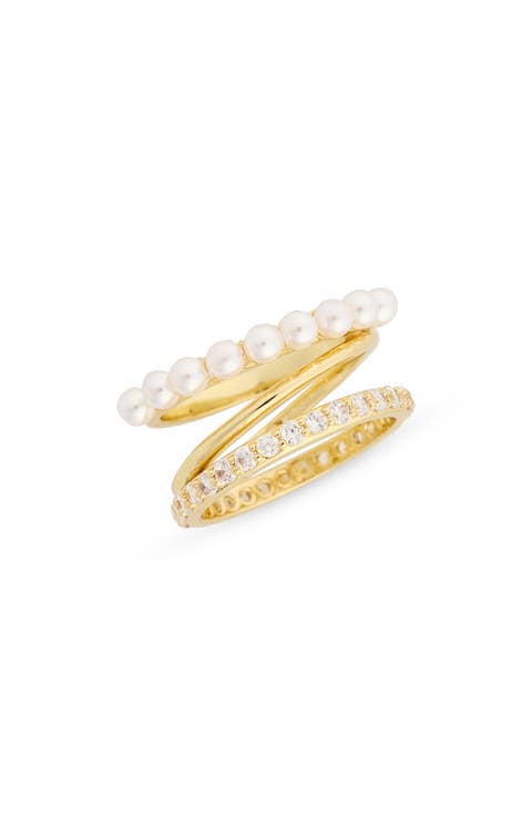 Faux Pearl & CZ Faux Stackable Ring