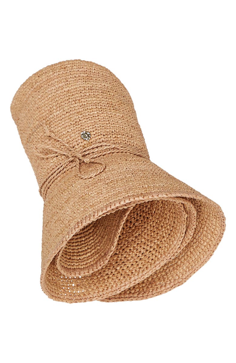 Helen Kaminski Desmonda Packable Raffia Fedora, Alternate, color, Nougat