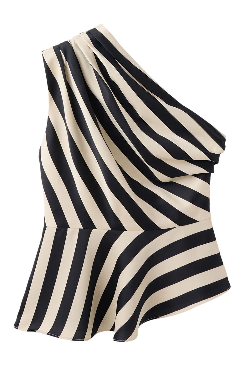 Stripe One-Shoulder Top, Alternate, color, ECRU