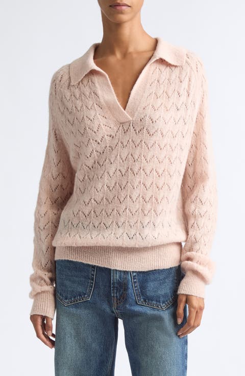 Lauren Pointelle Alpaca & Merino Wool Blend Sweater