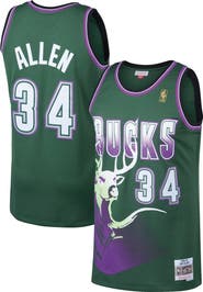 Mitchell & Ness Men's Mitchell & Ness Ray Allen Kelly Green Milwaukee Bucks 1996/97 Hardwood Classics Swingman Jersey