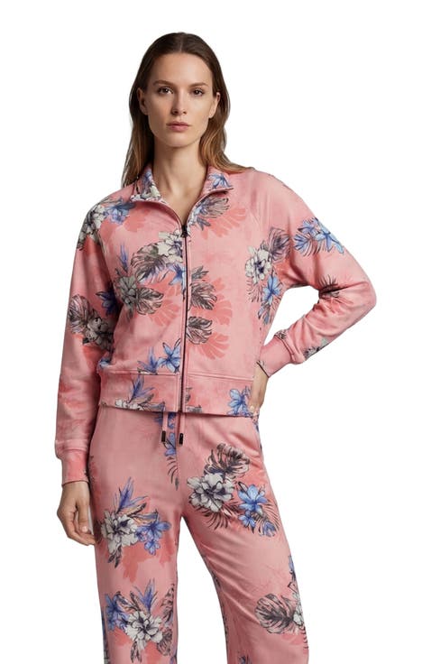 Exotic Floral Womens Cropped Zip Jacket
