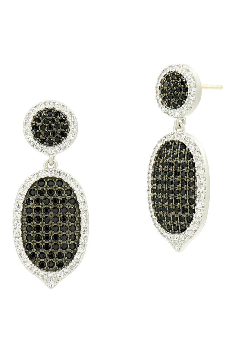 Industrial Finish Pavé Drop Earrings, Main, color, SILVER/ BLACK