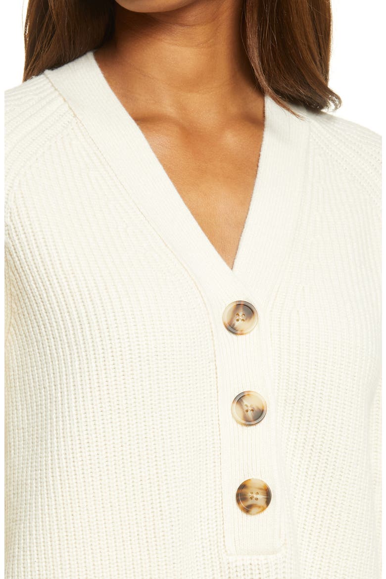 Henley Long Sleeve Sweater Dress, Alternate, color, ANTIQUE CREAM